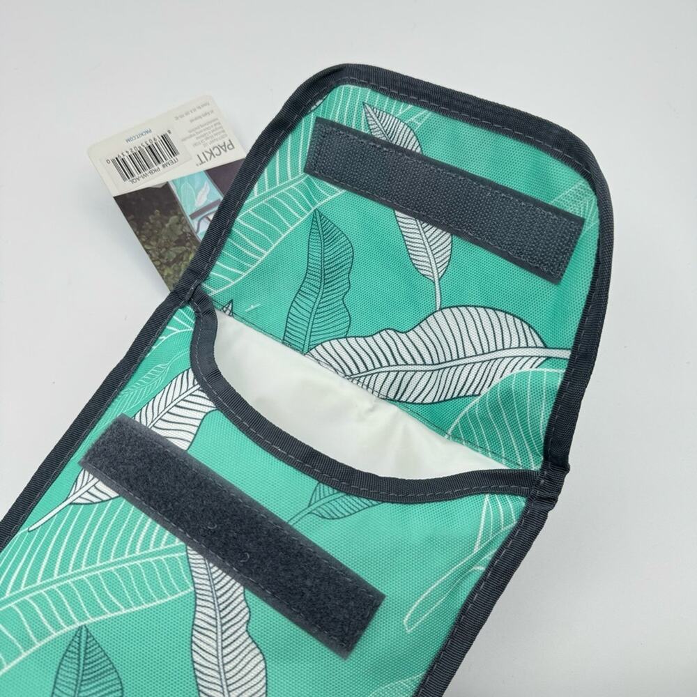 Packit Aqua Blue Teal Tropical Leaves Print Freezable Wine Bag Cooler 1.5L - Picture 6 of 6
